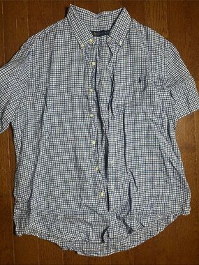Ralph Lauren Men’s Navy and White Gingham Button-Down Shirt